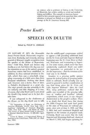 Proctor Knott's Speech on Duluth