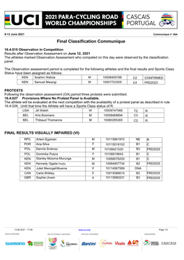 Final Classification Communique