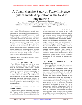 A Comprehensive Study on Fuzzy Inference System and Its Application in the Field of Engineering Sheena a D, M