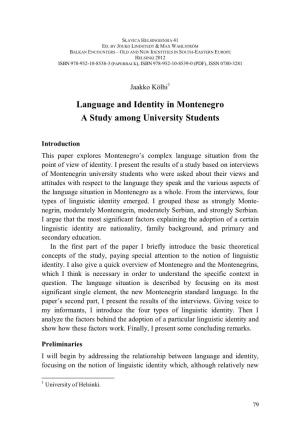 Language and Identity in Montenegro: a Study Among