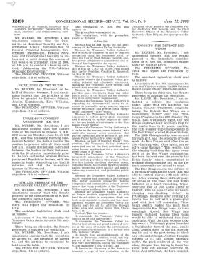 CONGRESSIONAL RECORD—SENATE, Vol. 154, Pt. 9 June 12, 2008 SUBCOMMITTEE on FEDERAL FINANCIAL MAN- the Resolution (S