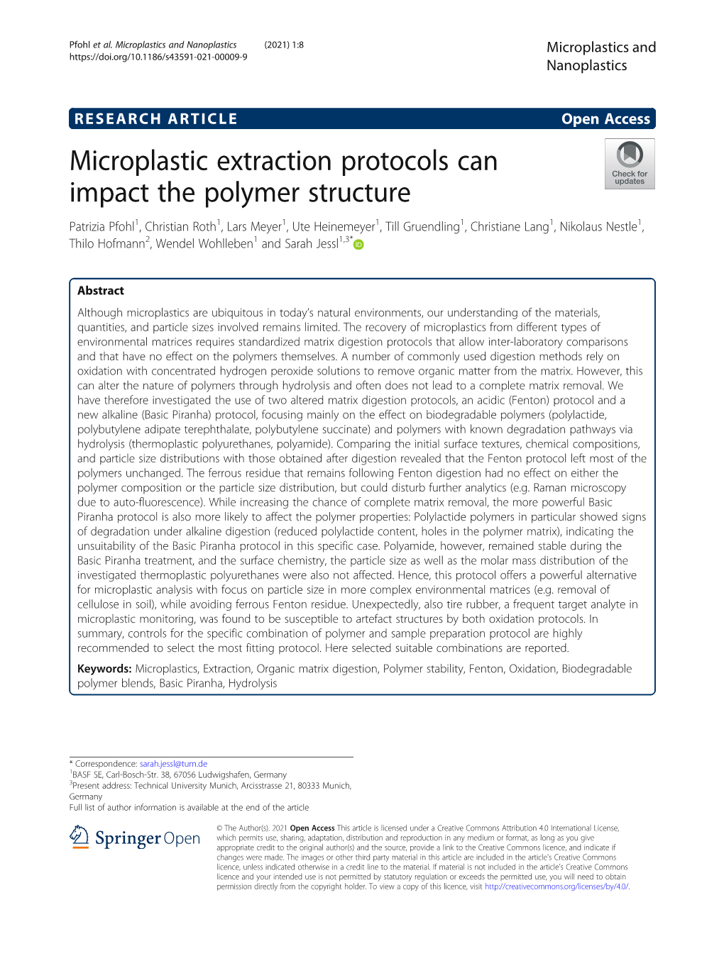 Microplastic Extraction Protocols Can Impact the Polymer Structure