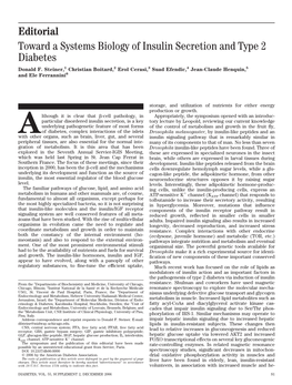Toward a Systems Biology of Insulin Secretion and Type 2 Diabetes Donald F