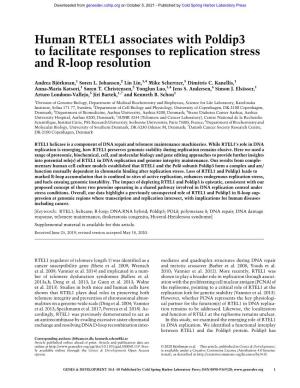 Human RTEL1 Associates with Poldip3 to Facilitate Responses to Replication Stress and R-Loop Resolution