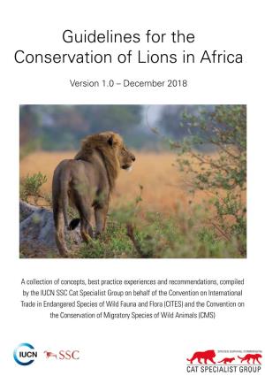 Guidelines for the Conservation of Lions in Africa