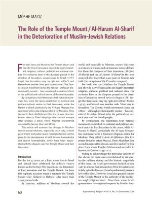 For Both Jews and Muslims the Temple Mount