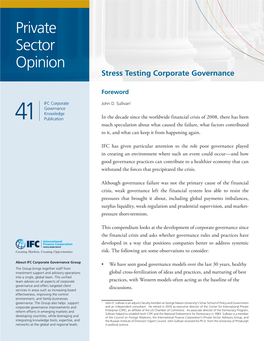 Private Sector Opinion Stress Testing Corporate Governance