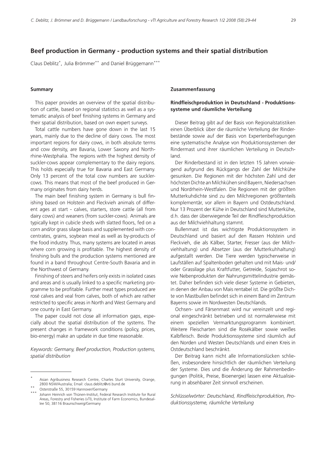 Beef Production in Germany - Production Systems and Their Spatial Distribution