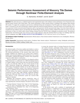 Seismic Performance Assessment of Masonry Tile Domes Through Nonlinear Finite-Element Analysis