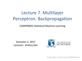 Lecture 7. Multilayer Perceptron. Backpropagation