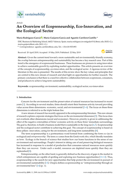 An Overview of Ecopreneurship, Eco-Innovation, and the Ecological Sector