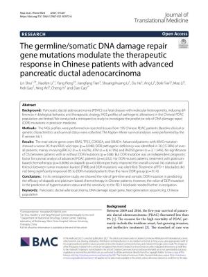 The Germline/Somatic DNA Damage Repair Gene Mutations Modulate The