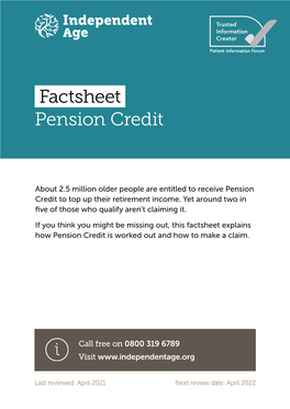 Factsheet Pension Credit