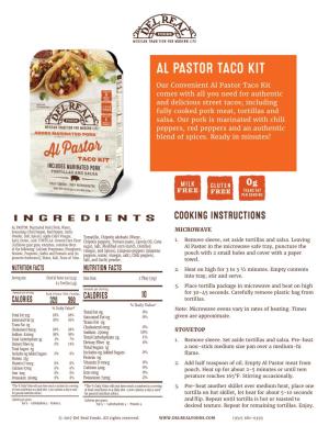 Al Pastor Taco Kit Nutritional Info & Spec