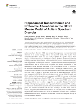Hippocampal Transcriptomic and Proteomic Alterations in the BTBR Mouse Model of Autism Spectrum Disorder
