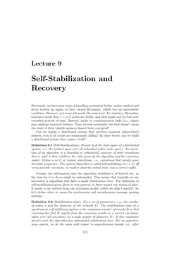 Self-Stabilization and Recovery