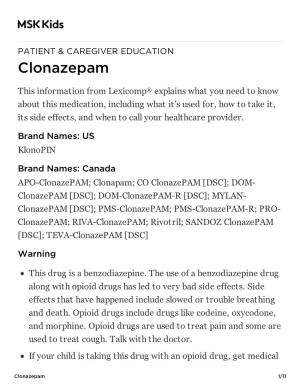 Clonazepam: Pediatric Medication