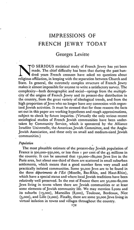 IMPRESSIONS of FRENCH JEWRY TODAY Georges Levitte