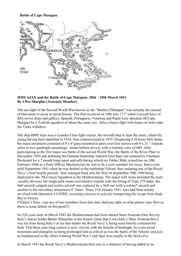Battle of Cape Matapan HMS AJAX and the Battle of Cape Matapan