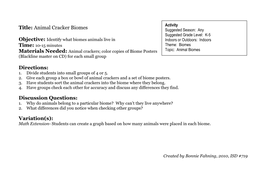 Animal Cracker Biomes Directions