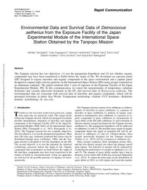 Environmental Data and Survival Data of Deinococcus