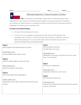 Westward Expansion: Texas Annexation Timeline