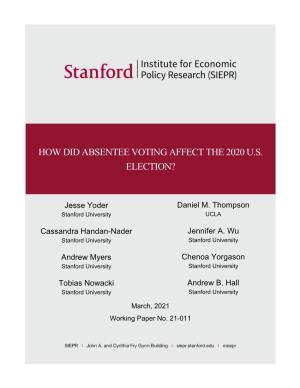 How Did Absentee Voting Affect the 2020 U.S. Election?