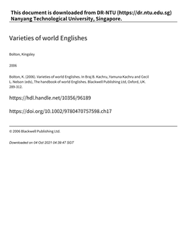 Varieties of World Englishes
