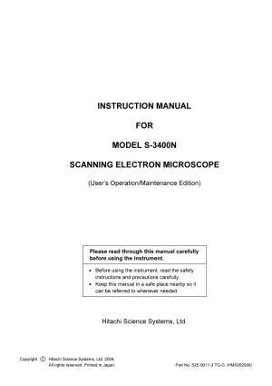 Instruction Manual for Model S-3400N Scanning Electron Microscope