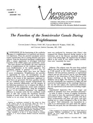 The Function of the Semicircular Canals During Weightlessness