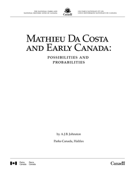 Mathieu Da Costa and Early Canada: Possibilities and Probabilities