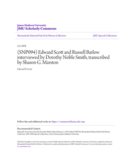 Edward Scott and Russell Barlow Interviewed by Dorothy Noble Smith