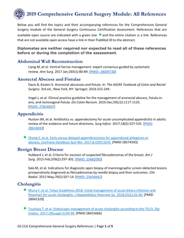 2019 Comprehensive General Surgery Module: All References