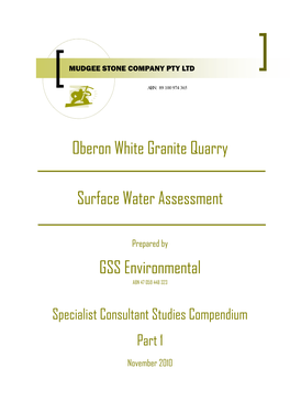 Oberon White Granite Quarry Surface Water Assessment GSS