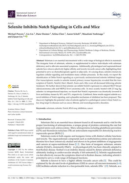 Selenite Inhibits Notch Signaling in Cells and Mice