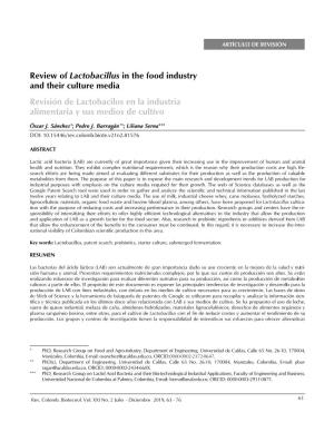 Review of Lactobacillus in the Food Industry and Their Culture Media
