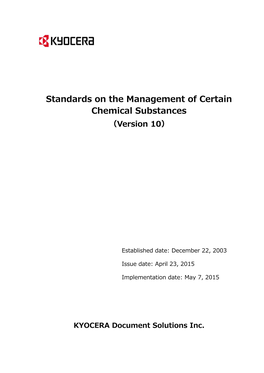 Standards on the Management of Certain Chemical Substances （Version 10）