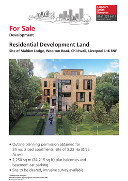 For Sale,Site of Maldon Lodge, Woolton Road, Childwall, Liverpool
