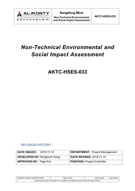 Non-Technical Environmental and Social Impact Assessment for The