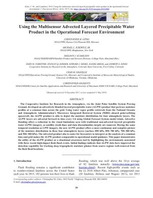 Using the Multisensor Advected Layered Precipitable Water Product in the Operational Forecast Environment