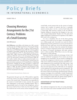 Policy Brief 06-8 Choosing Monetary Arrangements for the 21St Century