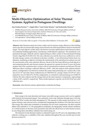 Multi-Objective Optimization of Solar Thermal Systems Applied to Portuguese Dwellings