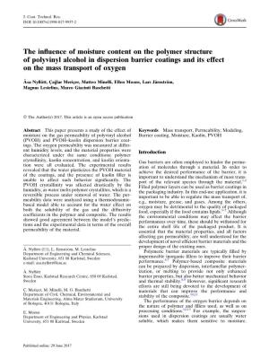 The Influence of Moisture Content on the Polymer Structure of Polyvinyl