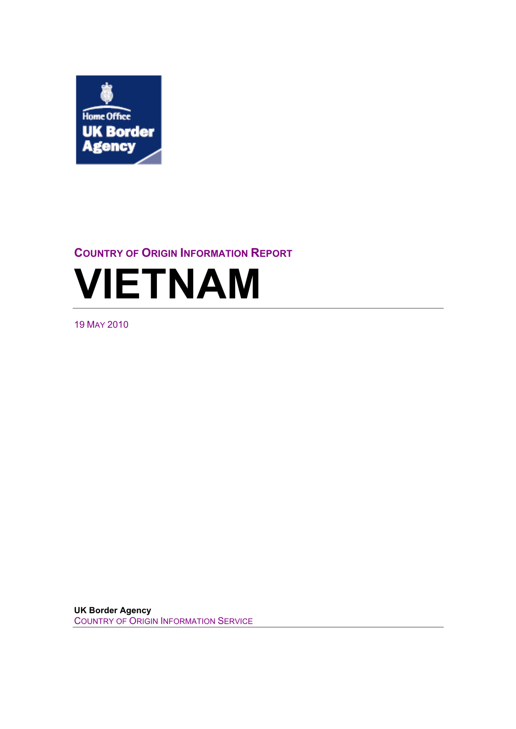 Country of Origin Information Report Vietnam May 2010