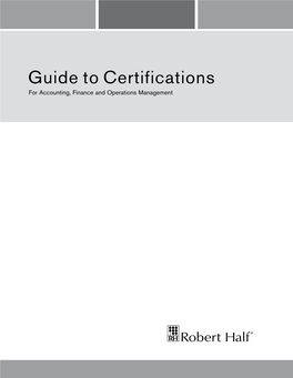 Guide to Certifications for Accounting, Finance and Operations Management Table of Contents