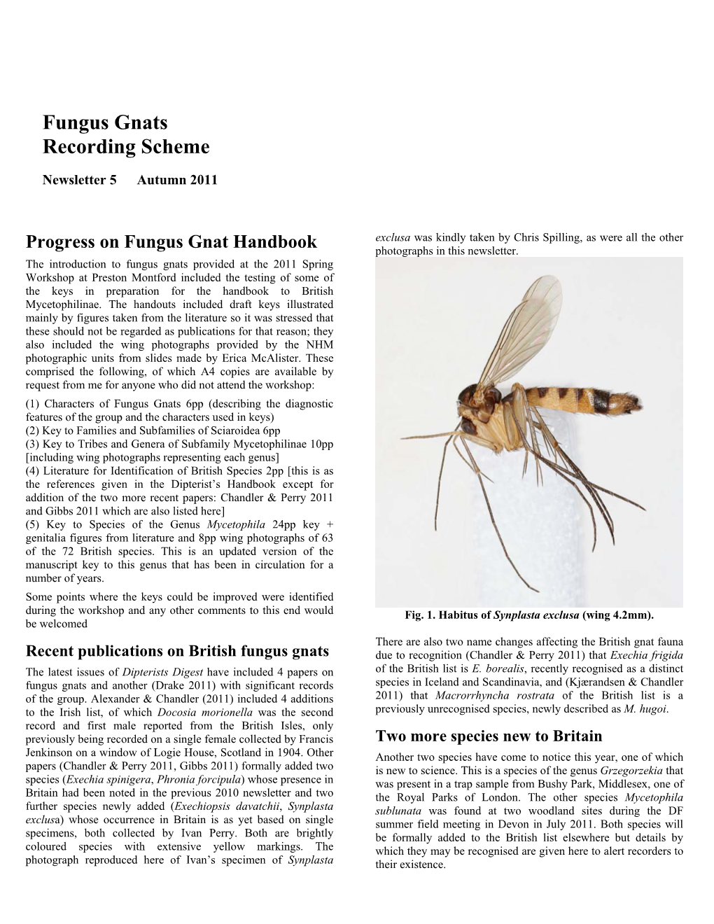 Fungus Gnats Recording Scheme