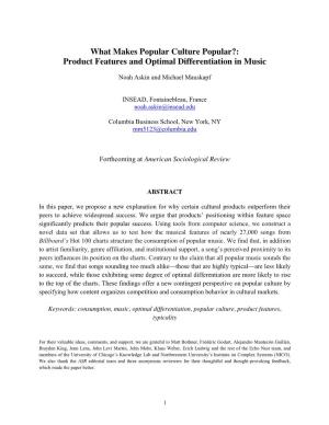 Product Features and Optimal Differentiation in Music