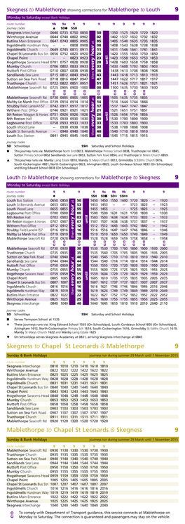 9 9 Skegness to Chapel St Leonards & Mablethorpe 9 Mablethorpe To