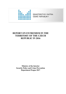 Report on Extremism in the Territory of the Czech Republic in 2016