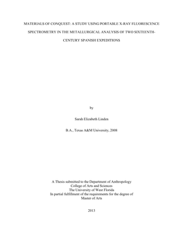 Materials of Conquest: a Study Using Portable X-Ray Fluorescence